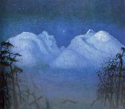 Harald Sohlberg Vinternatt i fjellene painting